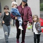 Kourtney Kardashian Leaves An Office Building in Woodland Hills With Mason, Penelope and Reign