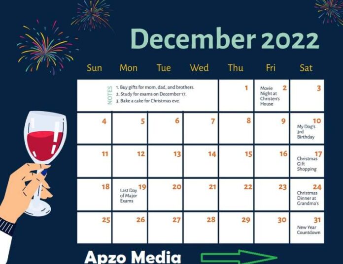 December 2022 Calendar